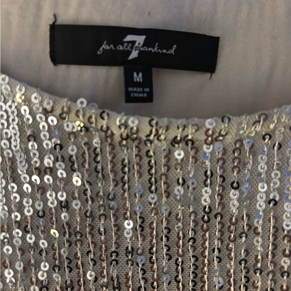 7 For All Mankind Silver Sequin Mini Dress
